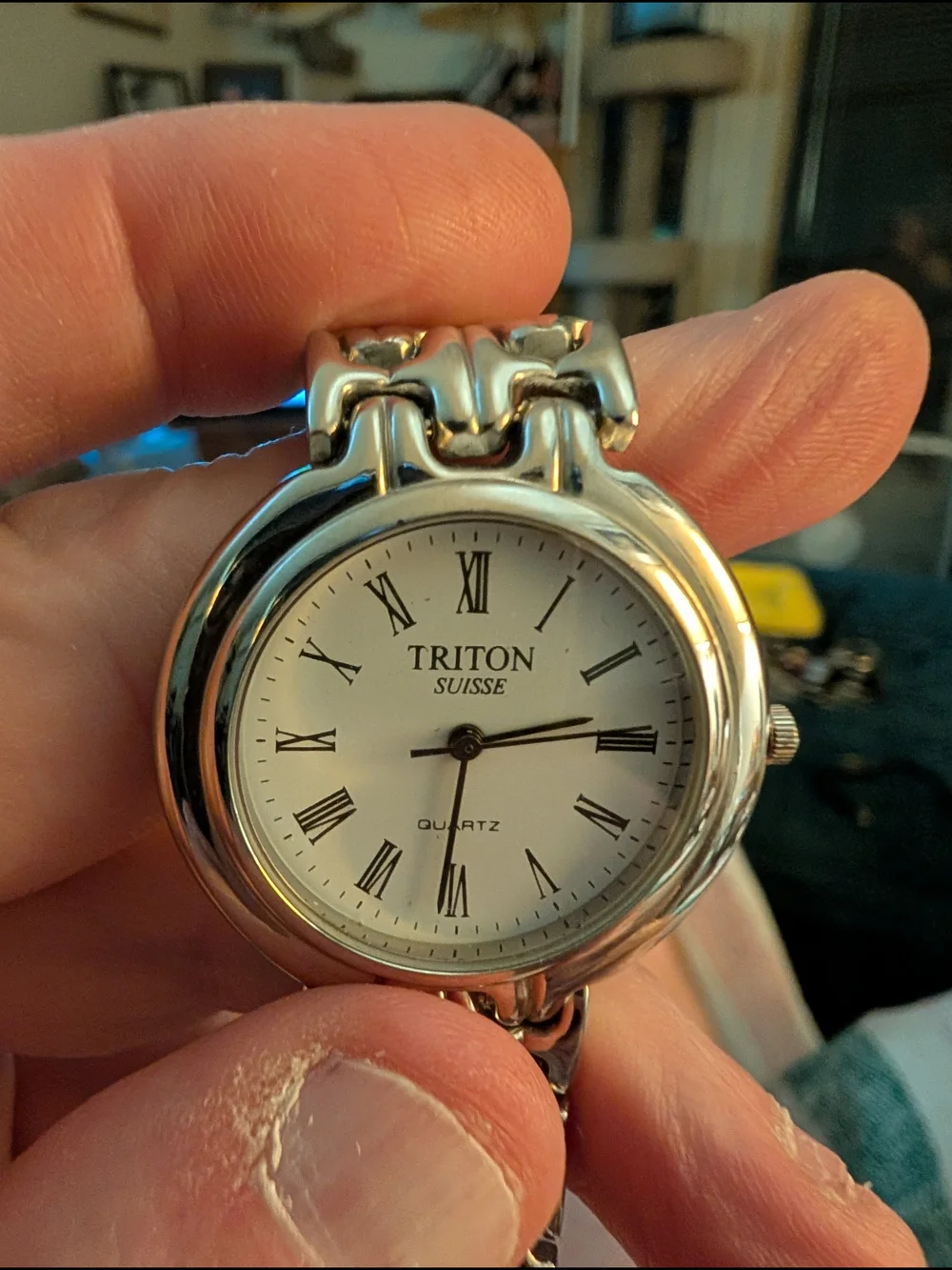 Triton Suisse Silver Quartz Bracelet Watch - White Dial With Brand New Battery